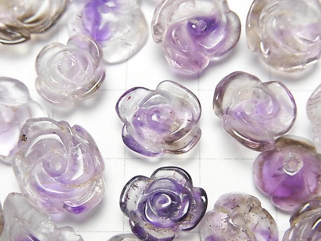 Elestial Quartz AA++ Rose Motif Center Hole 5pcs