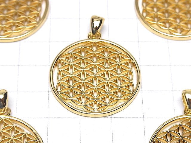 金屬配件 墜飾【生命之花】30mm 金色 1個