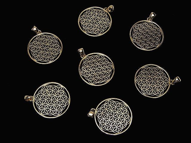 金屬配件 墜飾【生命之花】30mm 金色 1個
