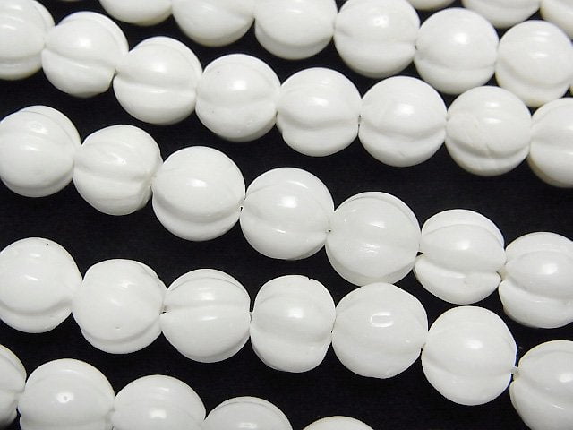 White Shell Line Carved Round 8mm 1strand beads (aprx.15inch/37cm)