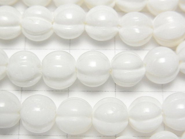 White Shell Line Carved Round 8mm 1strand beads (aprx.15inch/37cm)