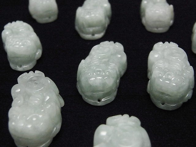Burmese Jadeite AA+ Pixiu Carving 26x15mm 1pair