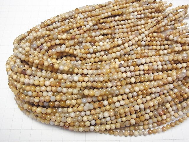 Fossilkoralle rund 4.5mm 1Strang Perlen (ca. 15 Zoll/37 cm)