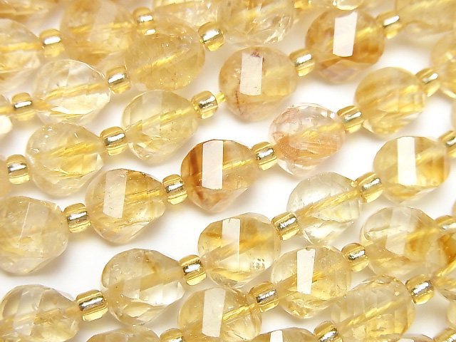 Phantom Citrine AA++ 4Faceted Twist x Multiple Facets 8x6x6mm half or 1strand beads (aprx.15inch/36cm)
