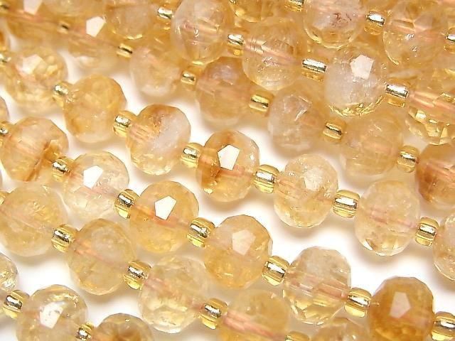 幻象黃水晶 AA++ 刻面紐扣算盤珠 8x8x6.5mm 半串或一串珠子(約15英吋/36公分)