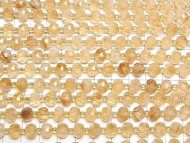 幻象黃水晶 AA++ 刻面紐扣算盤珠 8x8x6.5mm 半串或一串珠子(約15英吋/36公分)