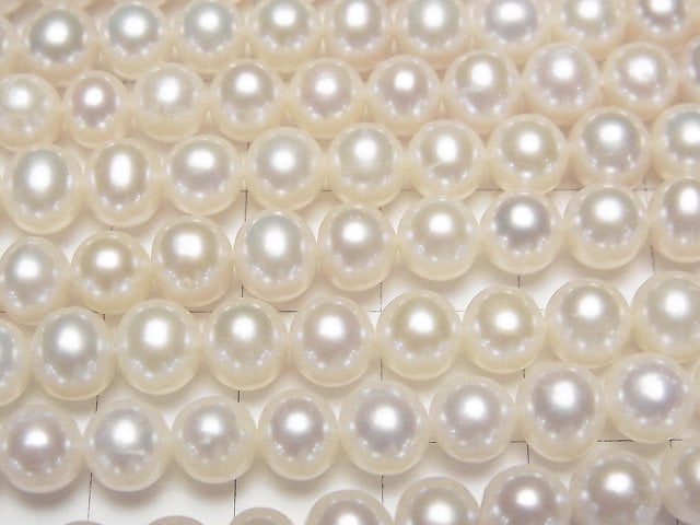 Fresh Water Pearl AAA- Semi Round 6-7mm White half or 1strand beads (aprx.15inch/36cm)
