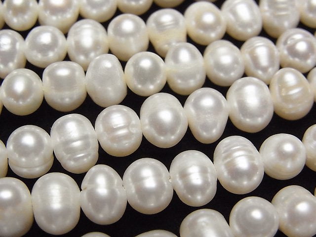 Fresh Water Pearl AA+ Potato 7mm White 1strand beads (aprx.13inch/33cm)