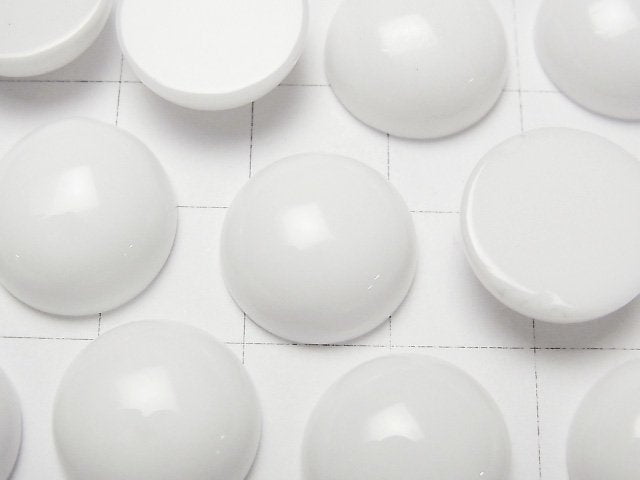White Onyx AAA Round Cabochon 14x14mm 2pcs