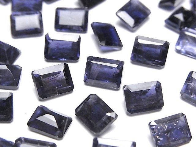 High Quality Iolite AAA- Loose stone Rectangle Faceted 8x6mm 2pcs