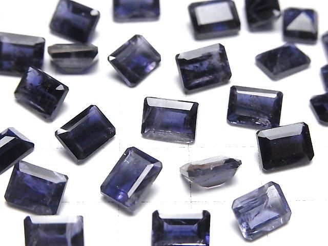 Hochwertiger Iolith AAA- lose Stein rechteckig facettiert 8x6mm 2Stücke