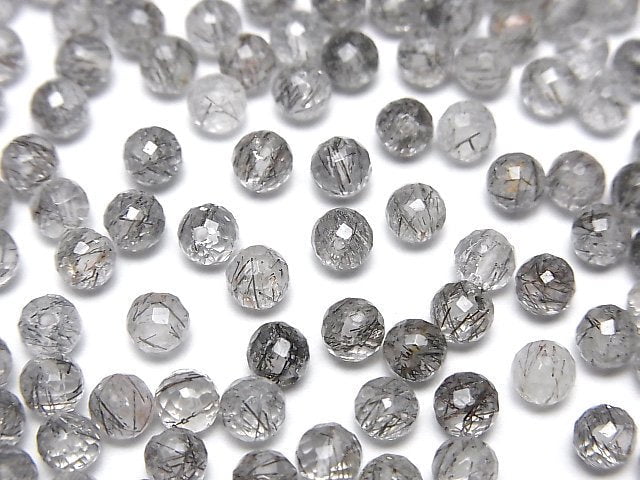 High Quality Tourmaline Quartz AA++ Half Drilled Hole Faceted Round 4mm 10pcs