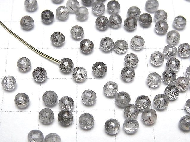Hochwertiger Turmalinquarz AA++ halb durchbohrt facettiert rund 4mm 10Stücke
