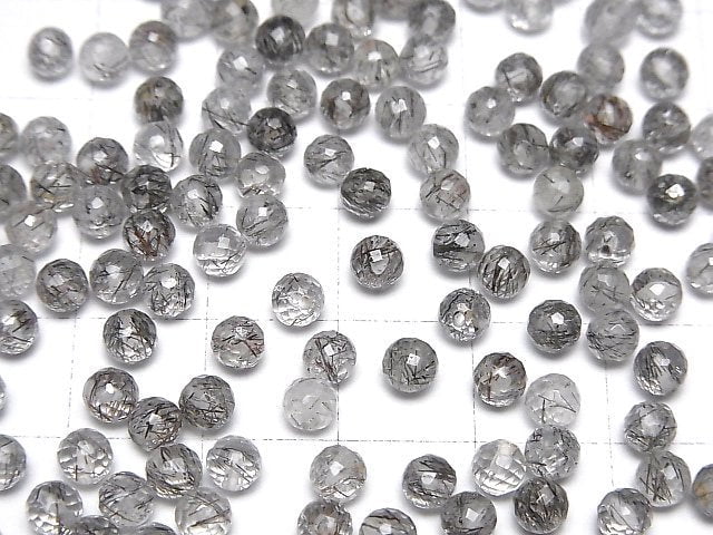 Hochwertiger Turmalinquarz AA++ halb durchbohrt facettiert rund 4mm 10Stücke