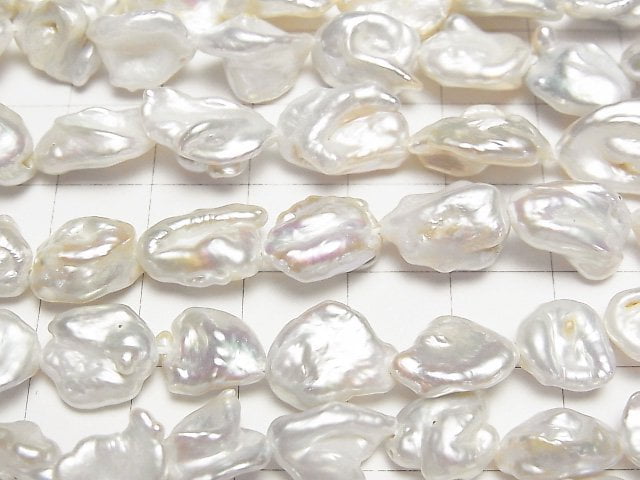 Fresh Water Pearl Keshi Pearl AA++ Baroque 10-14mm White 1strand beads (aprx.15inch/37cm)