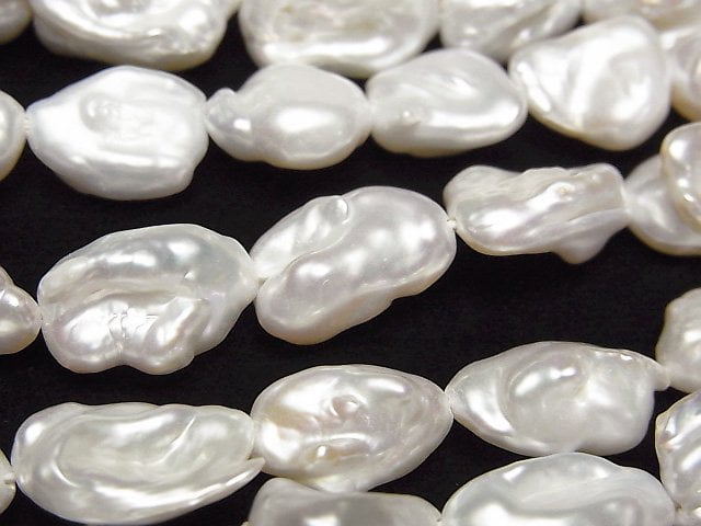 Fresh Water Pearl Keshi Pearl AA++ Baroque 10-19mm White 1strand beads (aprx.15inch/37cm)