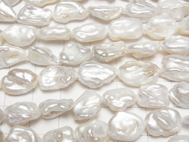 Fresh Water Pearl Keshi Pearl AA++ Baroque 10-19mm White 1strand beads (aprx.15inch/37cm)
