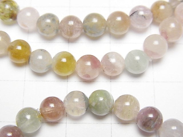 Multicolor Tourmaline AA Round 6mm Color Gradation Bracelet