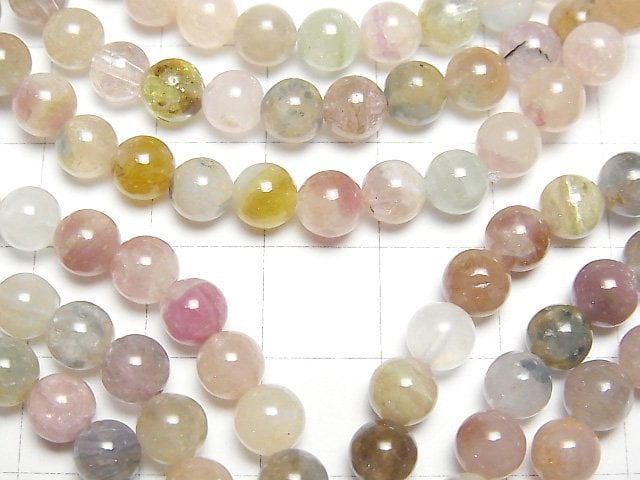Multicolor Turmalin AA rund 6mm Farbverlauf Armband