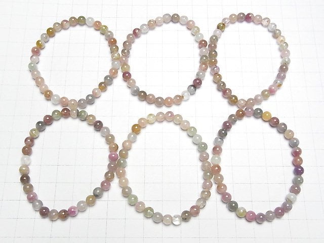 Multicolor Turmalin AA rund 6mm Farbverlauf Armband