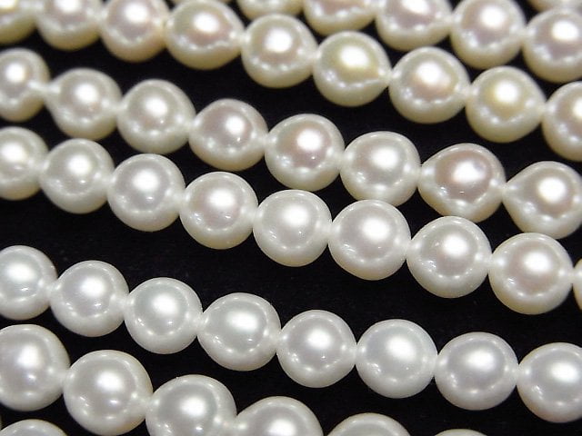 Fresh Water Pearl AAA Semi Round 4.5-5mm White half or 1strand beads (aprx.15inch/37cm)