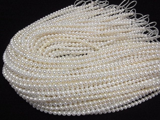 Süßwasserperle AAA Halb-Rund 4.5-5mm Weiß halb oder 1 Strang Perlen (ca. 15 Zoll/37 cm)