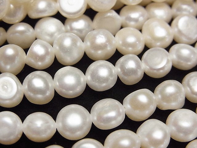 Fresh Water Pearl AA+ Potato-Coin 6-7mm White 1strand beads (aprx.14inch/34cm)