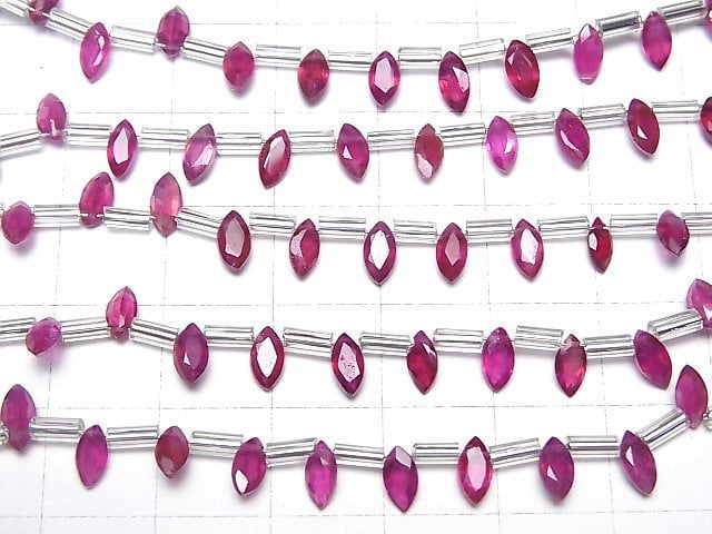Hochwertiger Rubin AAA- Marquise Facettiert 6x3mm halb oder 1 Strang Perlen (18 Stück)
