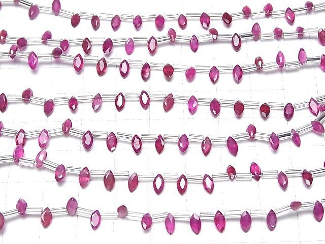 Hochwertiger Rubin AAA- Marquise Facettiert 6x3mm halb oder 1 Strang Perlen (18 Stück)