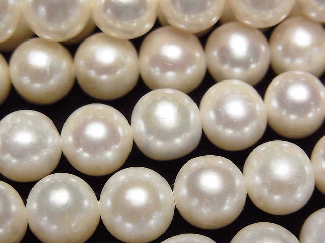 Fresh Water Pearl AAA- Semi Round-Potato 9-10mm White half or 1strand beads (aprx.15inch/38cm)