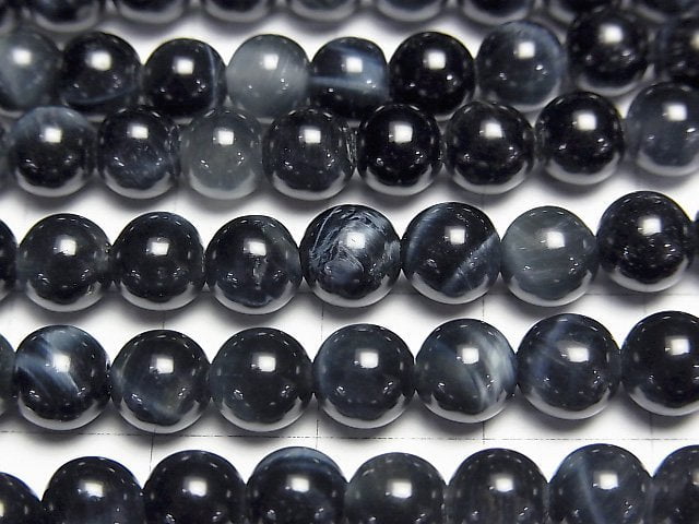 Blue color Tiger's Eye AAA- Round 6mm 1strand beads (aprx.15inch/37cm)