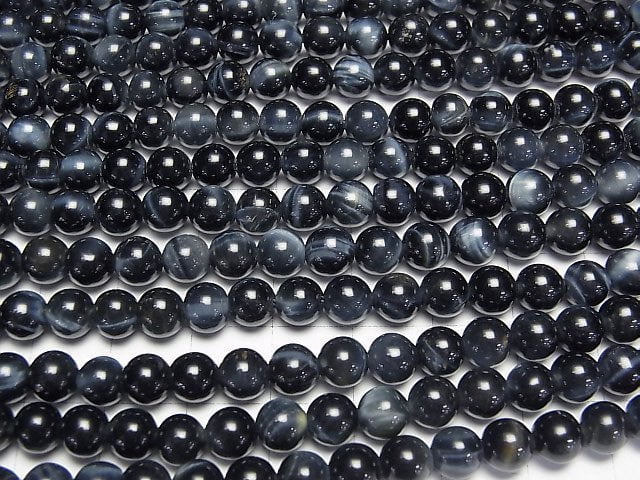 Blauer Tigerauge AAA- Rund 6mm 1strang Perlen (ca. 15 Zoll/37 cm)