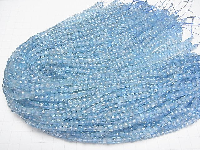 Hochwertig! Blauer Topas AA++ Würfelform 4x4x4mm 1strang Perlen (ca. 15 Zoll/37 cm)