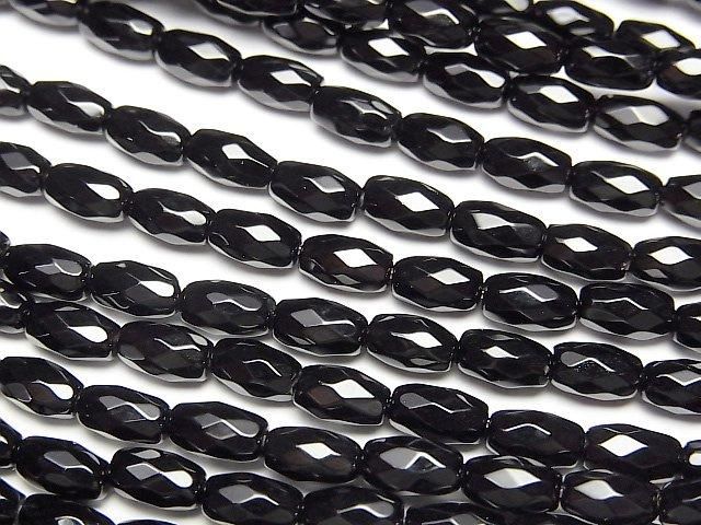 縞瑪瑙刻面米珠 6x4x4mm 半串或1串珠子 (約15英吋/36公分)
