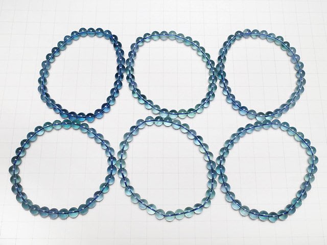 Blaugrüner Fluorit AAA- Rund 6mm Armband
