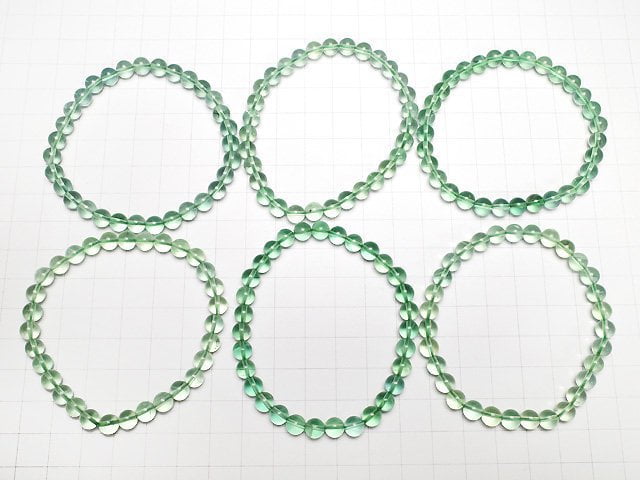 Grüner Fluorit AAA- Rund 6mm Armband