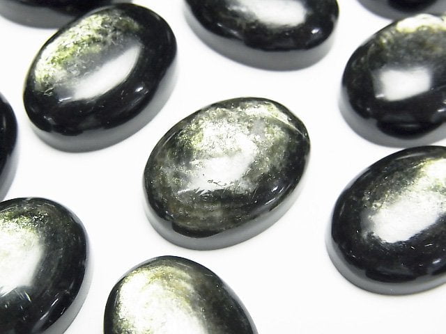 Green Mica AAA Oval Cabochon 20x15mm 1pc