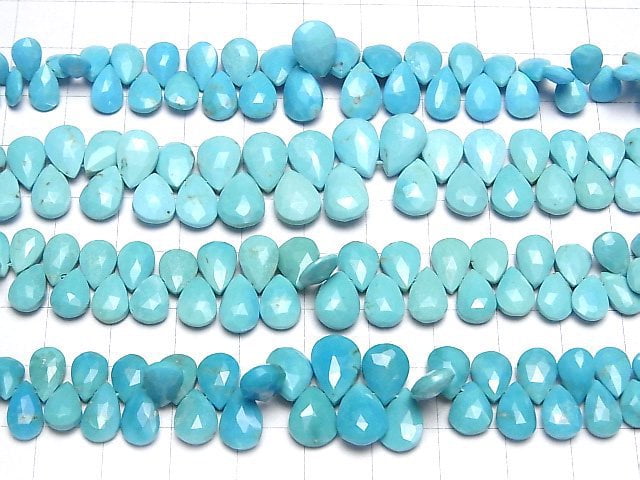 Arizona Kingman Türkis AA++ Birnenform Facettiert Briolette halb oder 1 Strang Perlen (ca. 5 Zoll/12 cm)