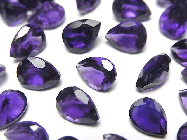 高品質紫水晶 AAA 裸石 梨形 刻面 8x6mm 3顆