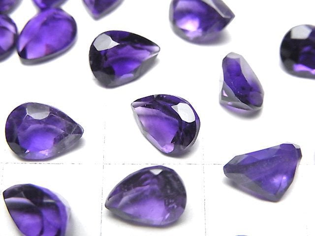 高品質紫水晶 AAA 裸石 梨形 刻面 8x6mm 3顆