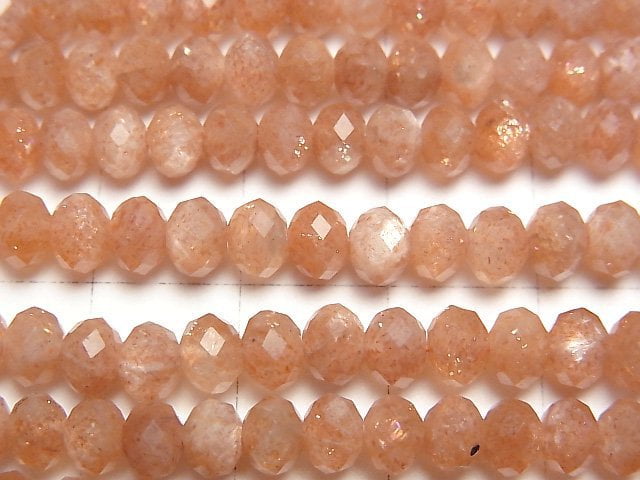 High Quality! Sunstone AA++ Faceted Button Rondelle 5x5x3mm half or 1strand beads (aprx.15inch/36cm)