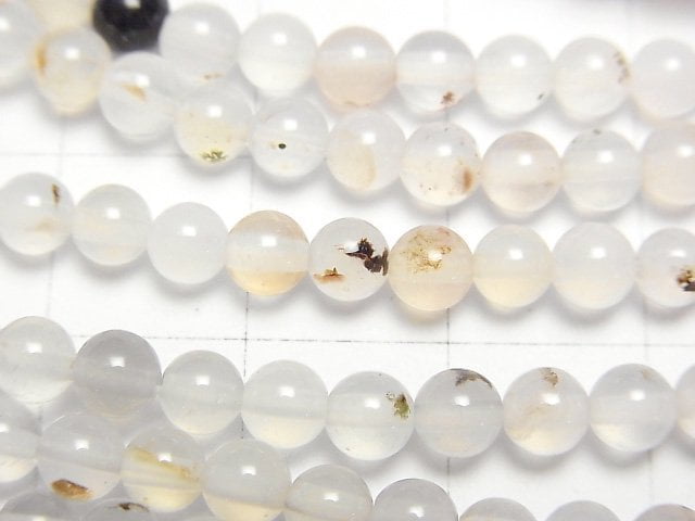 蒙大拿苔蘚瑪瑙圓珠 4mm 一串 (約15英寸/36公分)