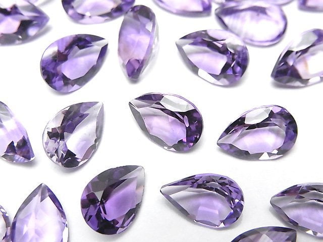 高品質紫水晶 AAA 梨形刻面裸石 10x7mm 3顆