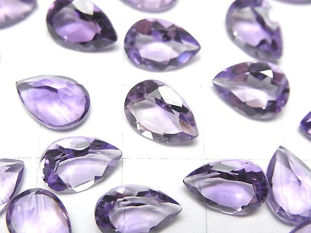 高品質紫水晶 AAA 梨形刻面裸石 10x7mm 3顆