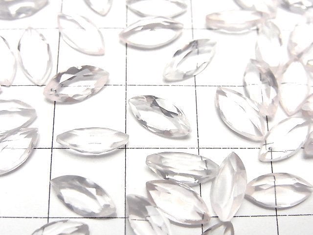 高品質馬眼刻面AAA級無孔玫瑰石英 10x5毫米 5顆