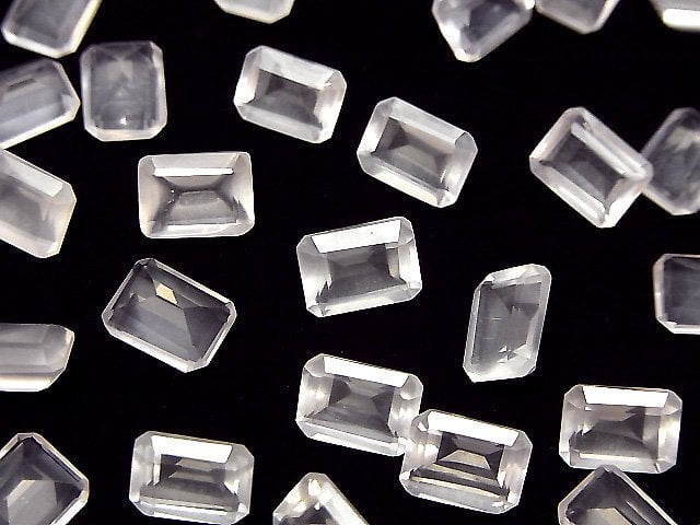 Hochwertiger Rosenquarz AAA Lose Steine Rechteckig Facettiert 8x6mm 3 Stück