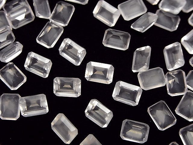 Hochwertiger Rosenquarz AAA Lose Steine Rechteckig Facettiert 8x6mm 3 Stück