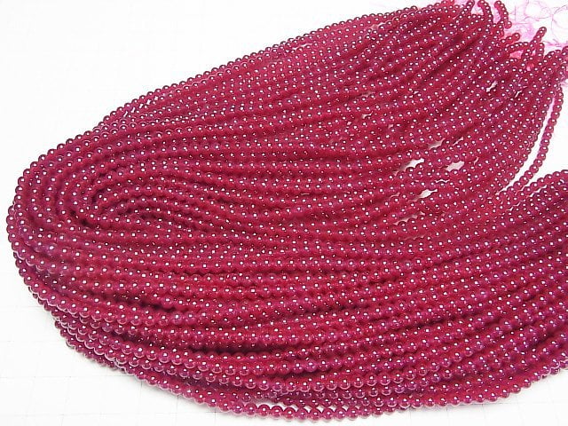 Synthetischer Rubin AAA Rund 3mm 1strang Perlen (ca. 15 Zoll/37 cm)