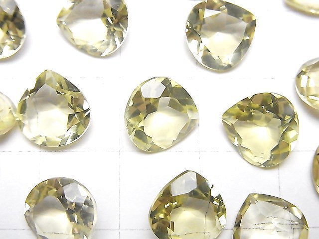 高品質檸檬石英 AAA 裸石 栗子形刻面 10x10mm 3顆