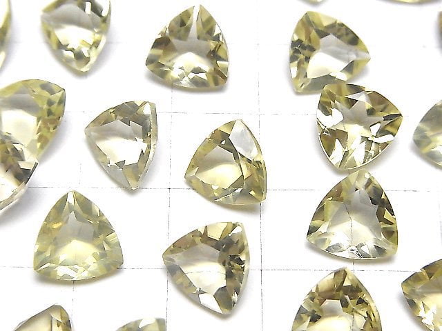 Hochwertiger Zitronenquarz AAA Lose Stein Dreieck facettiert 10x10mm 3 Stück